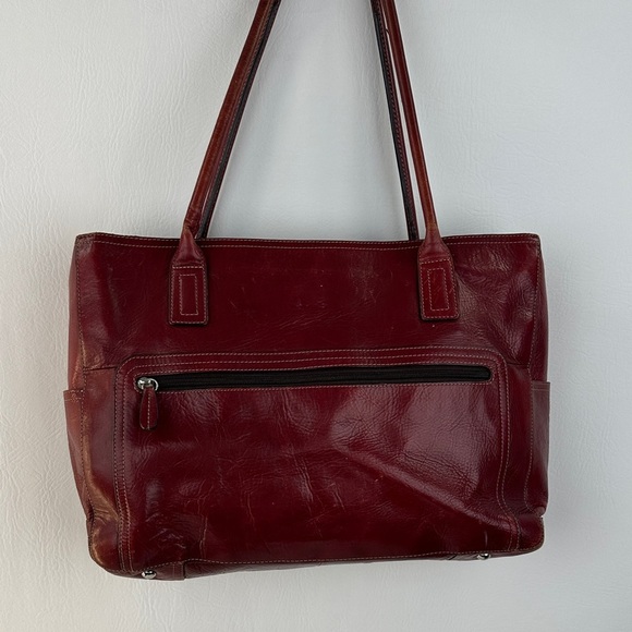 Fossil Red Leather Shoulder Tote Bag - Picture 1 of 9